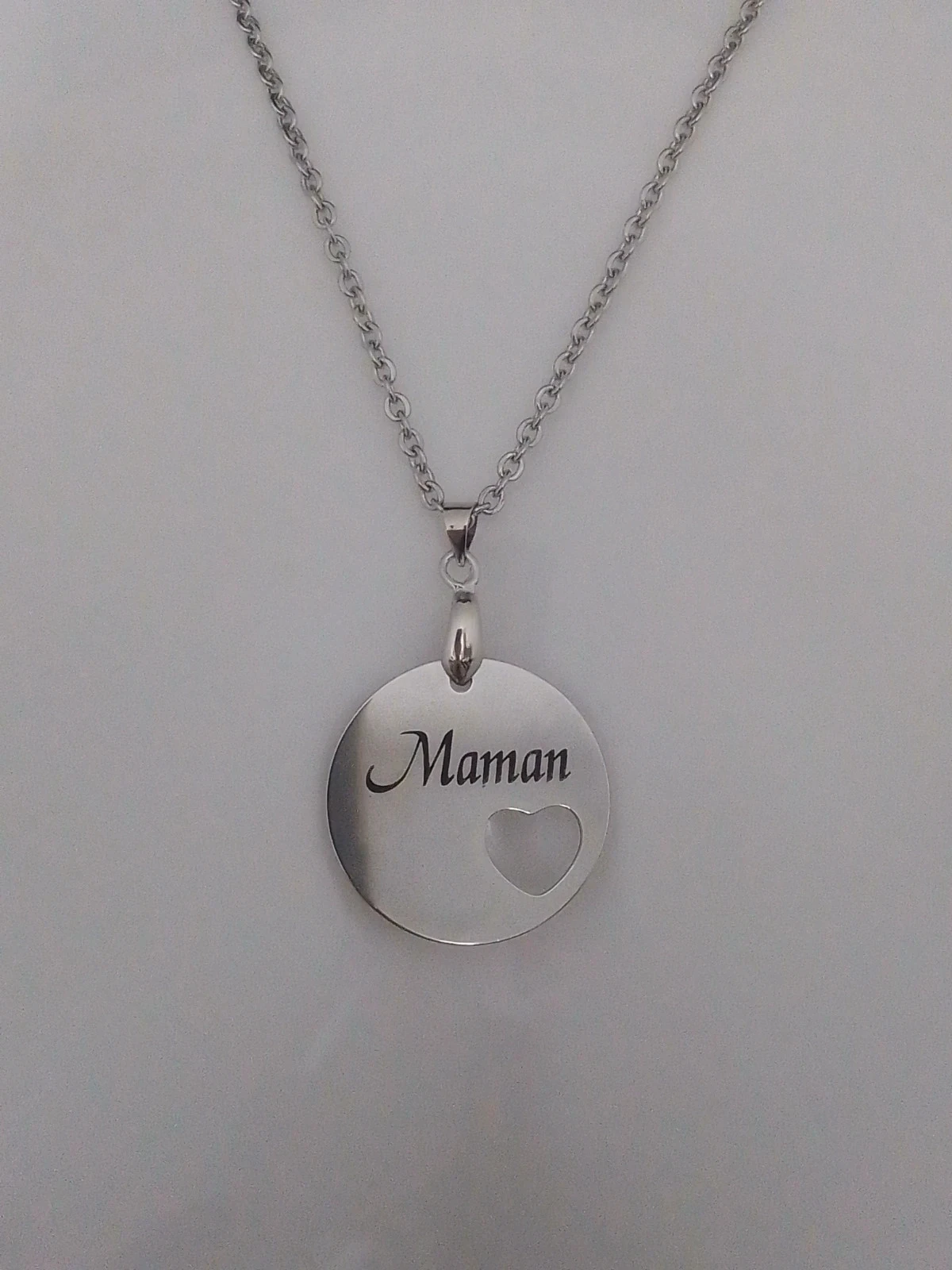Collier argenté maman et pierre de lune